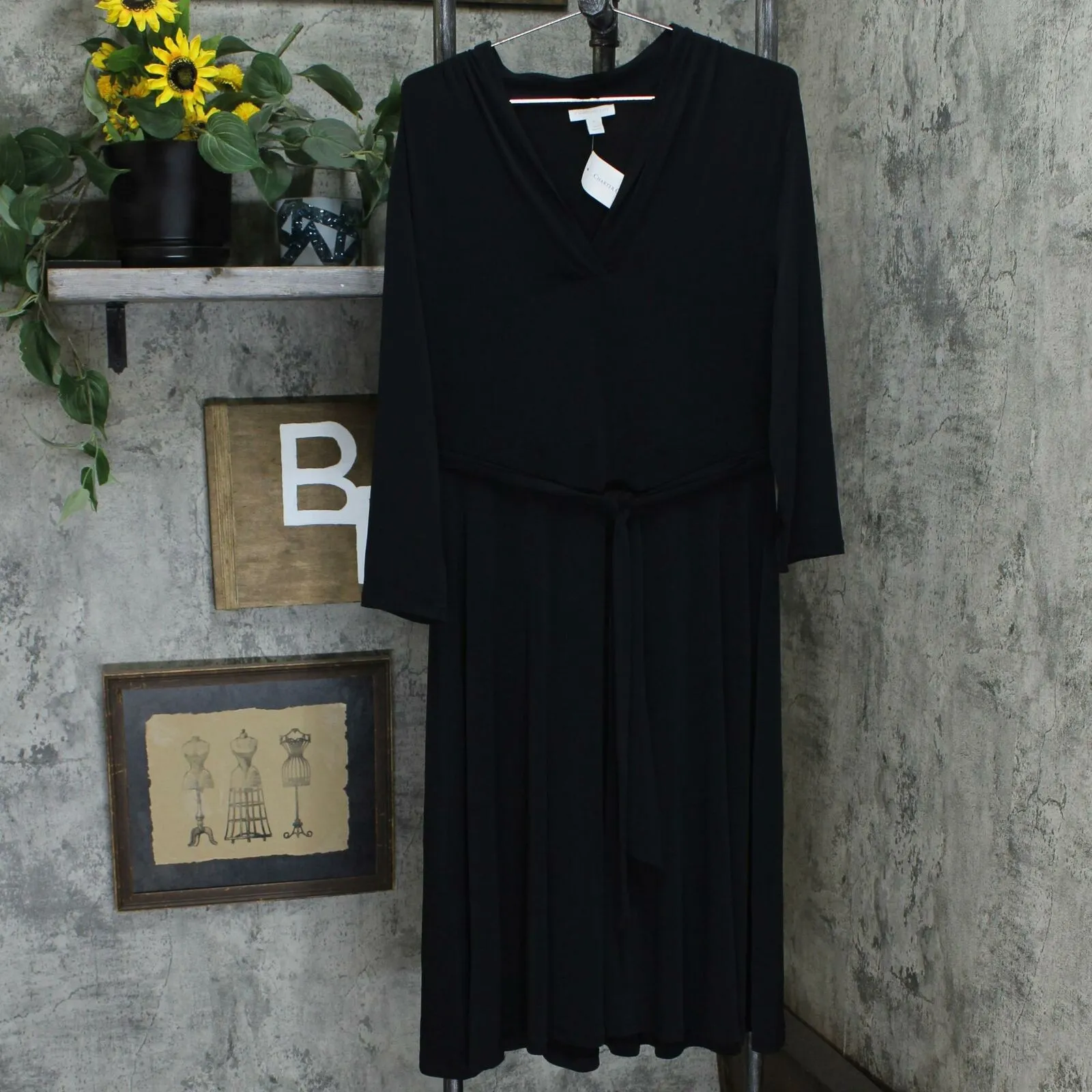 Charter Club Women's 3/4-Sleeve V-Neck Midi Dress