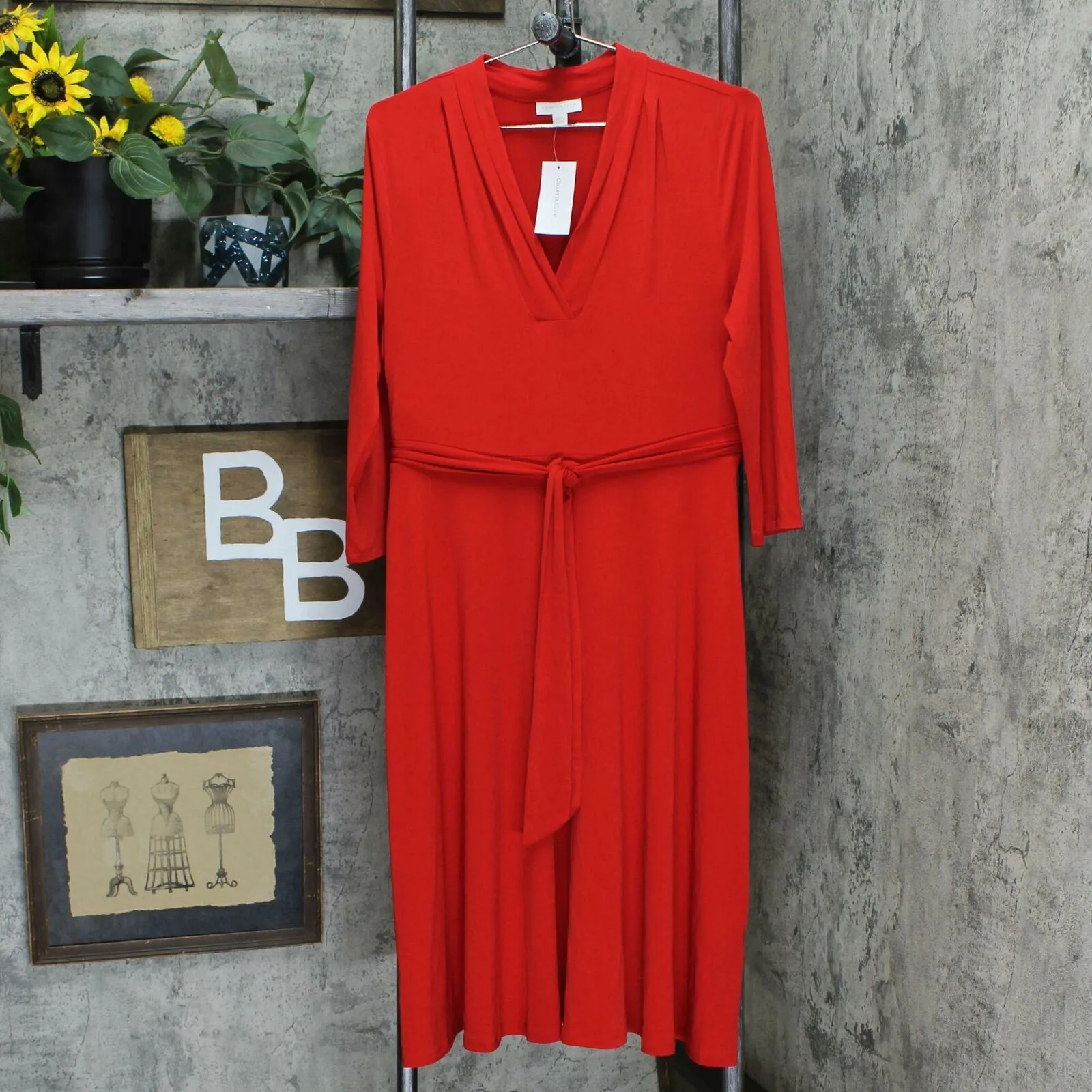 Charter Club Women's 3/4-Sleeve V-Neck Midi Dress