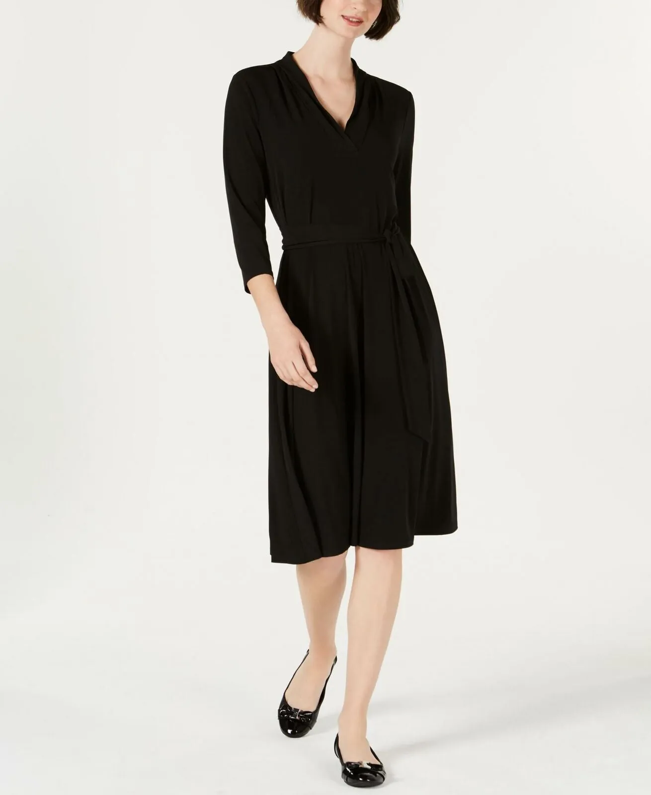 Charter Club Women's 3/4-Sleeve V-Neck Midi Dress