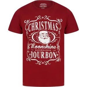 Christmas Bourbon Mens Christmas Short Sleeve Top - Red