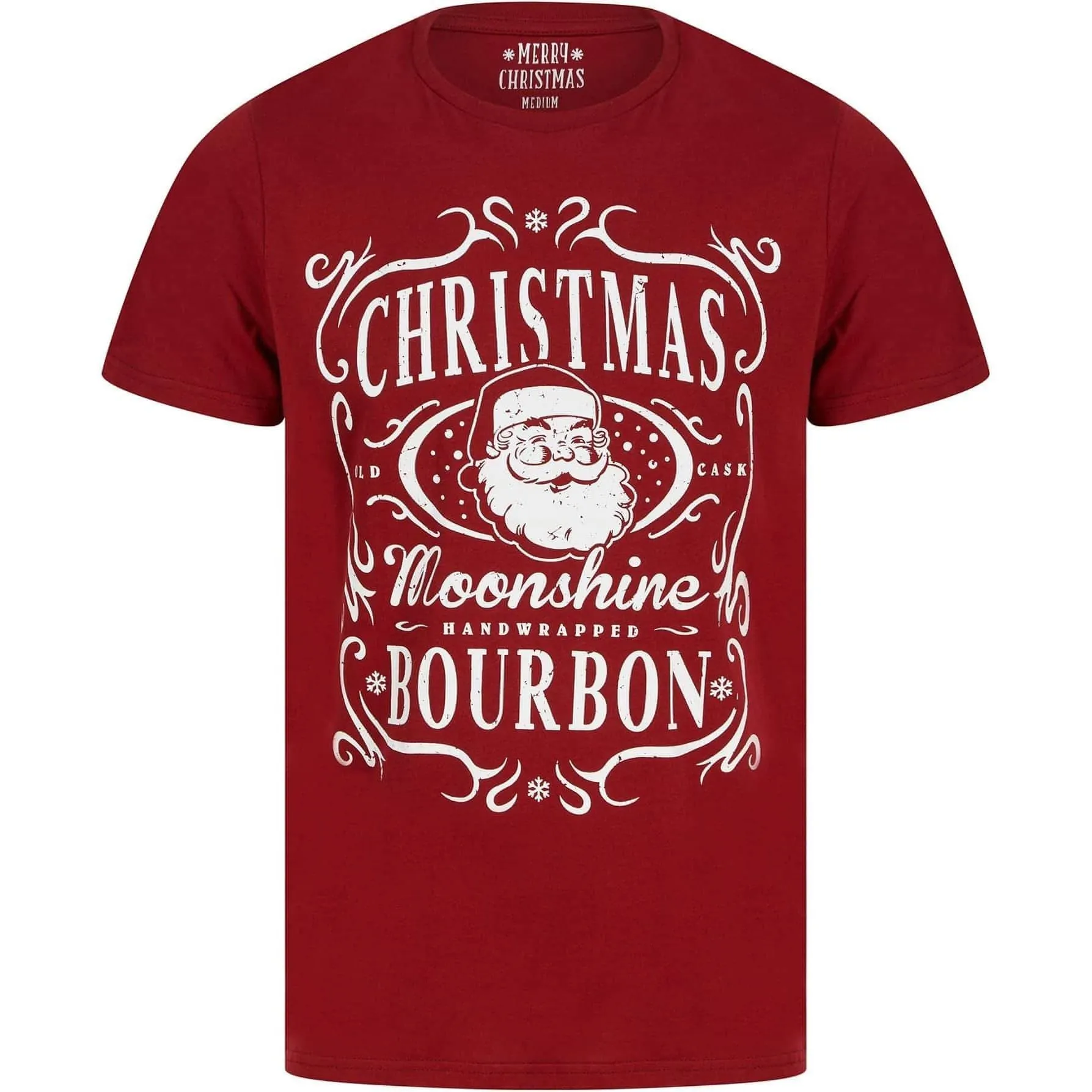 Christmas Bourbon Mens Christmas Short Sleeve Top - Red