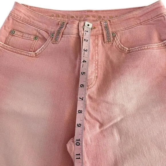 Christopher Blue Pink Bootcut Jeans Stretch Denim Rhinestone Western Boho Pant
