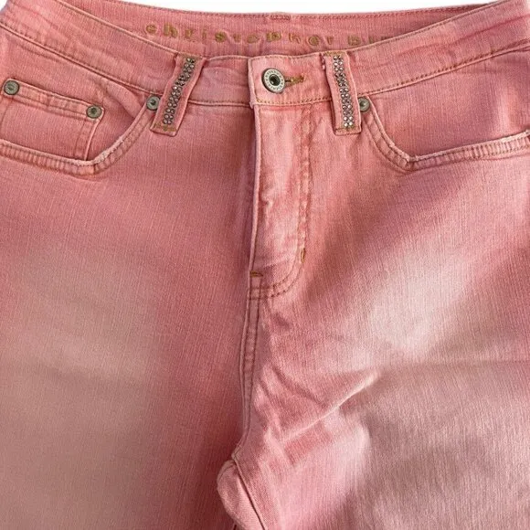 Christopher Blue Pink Bootcut Jeans Stretch Denim Rhinestone Western Boho Pant