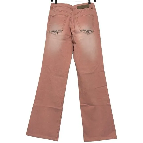 Christopher Blue Pink Bootcut Jeans Stretch Denim Rhinestone Western Boho Pant