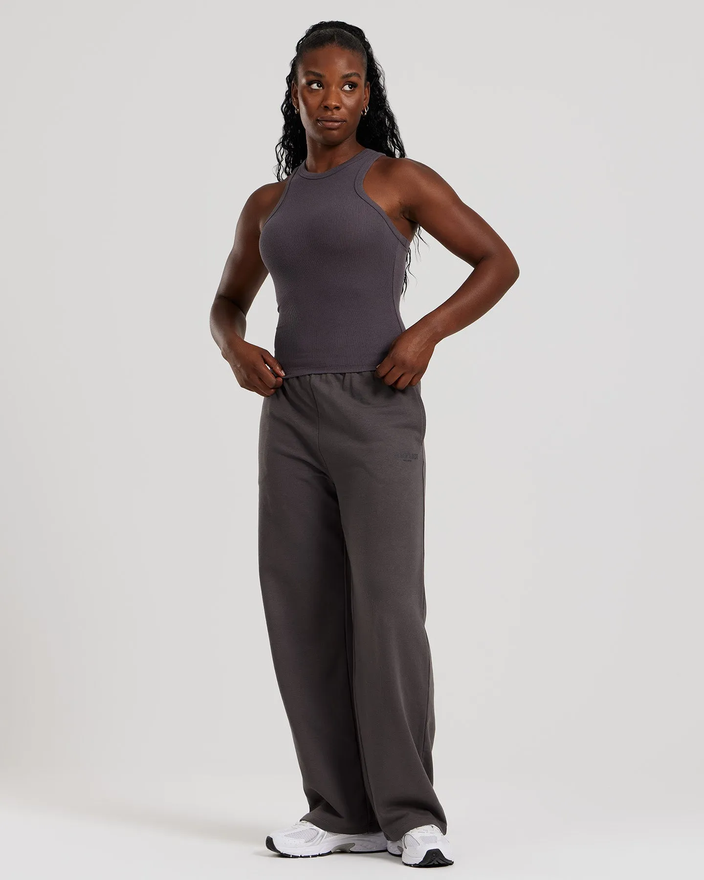 Comfort Ribbed Midi Tank | Graphite