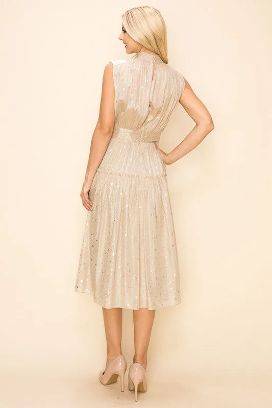 Constellation Lurex Print Midi Dress
