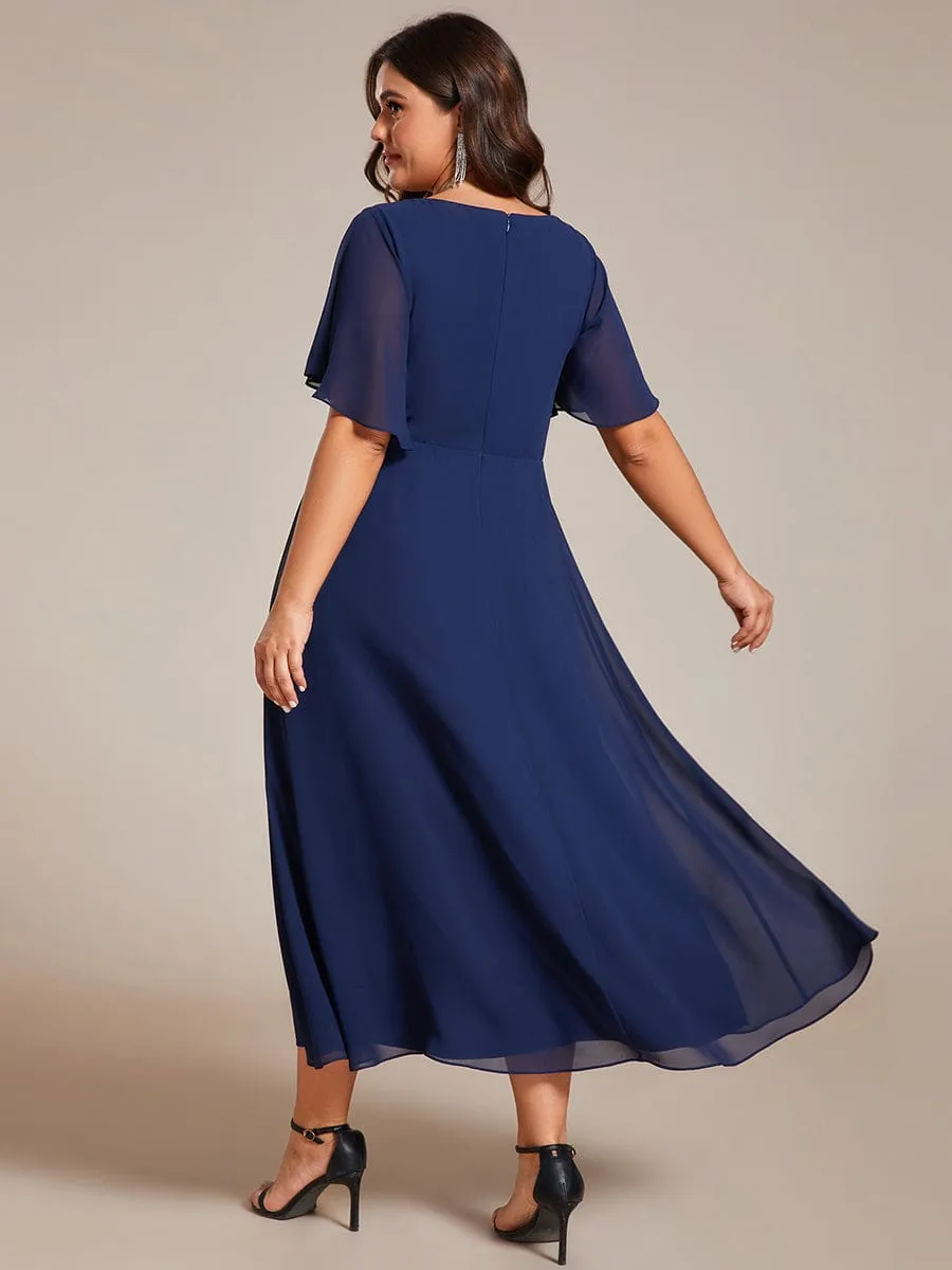 Corrieanne midi Mother of the groom dress in navy Express NZ wide