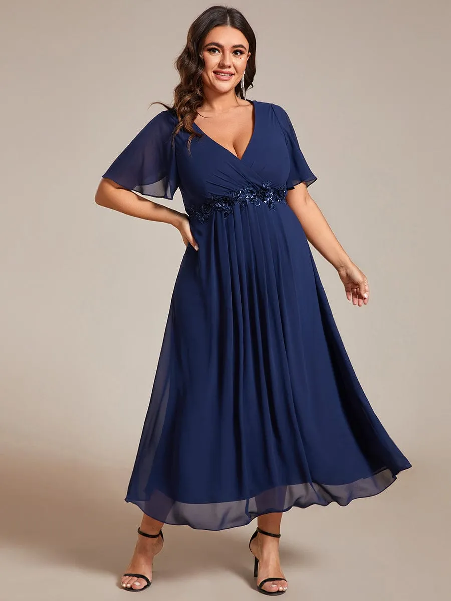 Corrieanne midi Mother of the groom dress in navy Express NZ wide