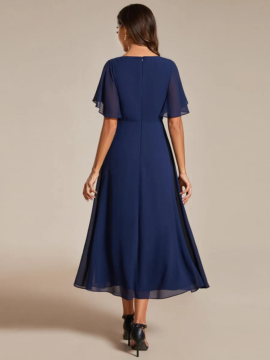 Corrieanne midi Mother of the groom dress in navy Express NZ wide