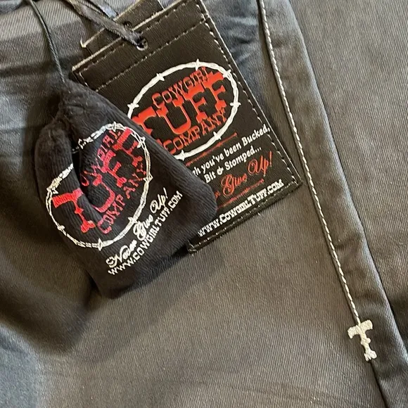 COWGIRL TUFF MID RISE BLACK COATED SILVER TOPSTITCH BOOTCUT JEANS **NWT**