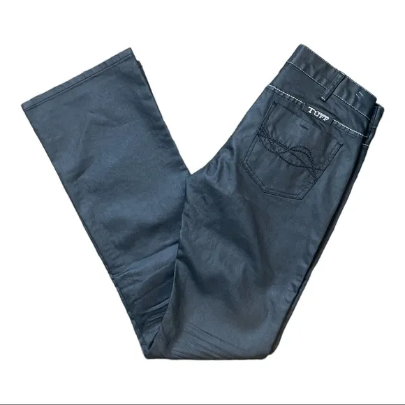 COWGIRL TUFF MID RISE BLACK COATED SILVER TOPSTITCH BOOTCUT JEANS **NWT**