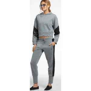 Crop Cotton Blend Fleece Hoodie in light grey