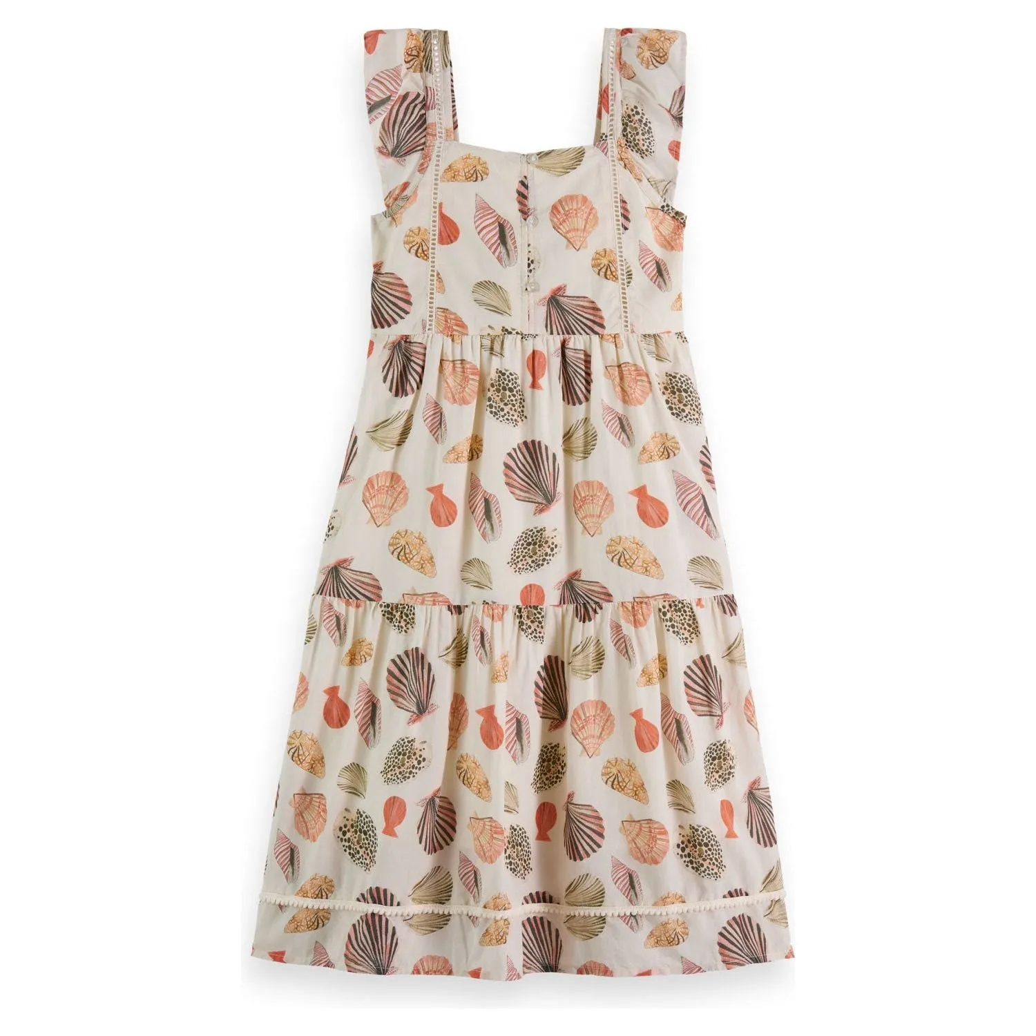 Cross Strap Printed Maxi Dress - Shells