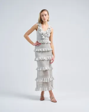 crush frilled v-neck midi
