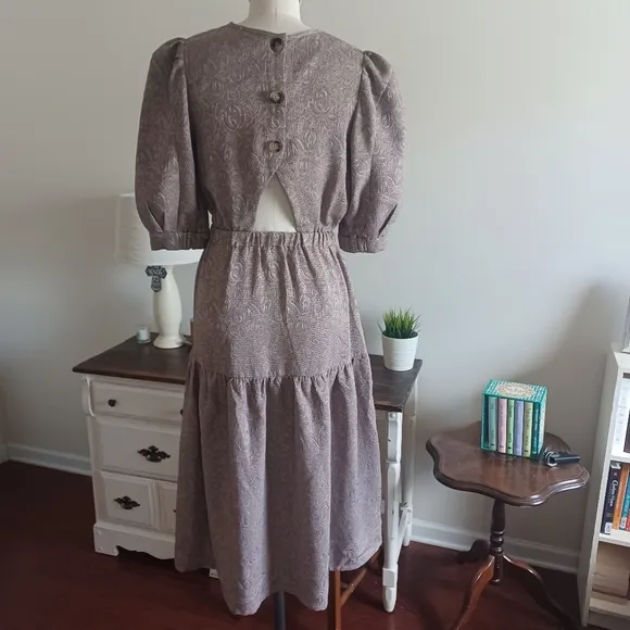 {Current Air} Floral Jacquard Cutout Dress