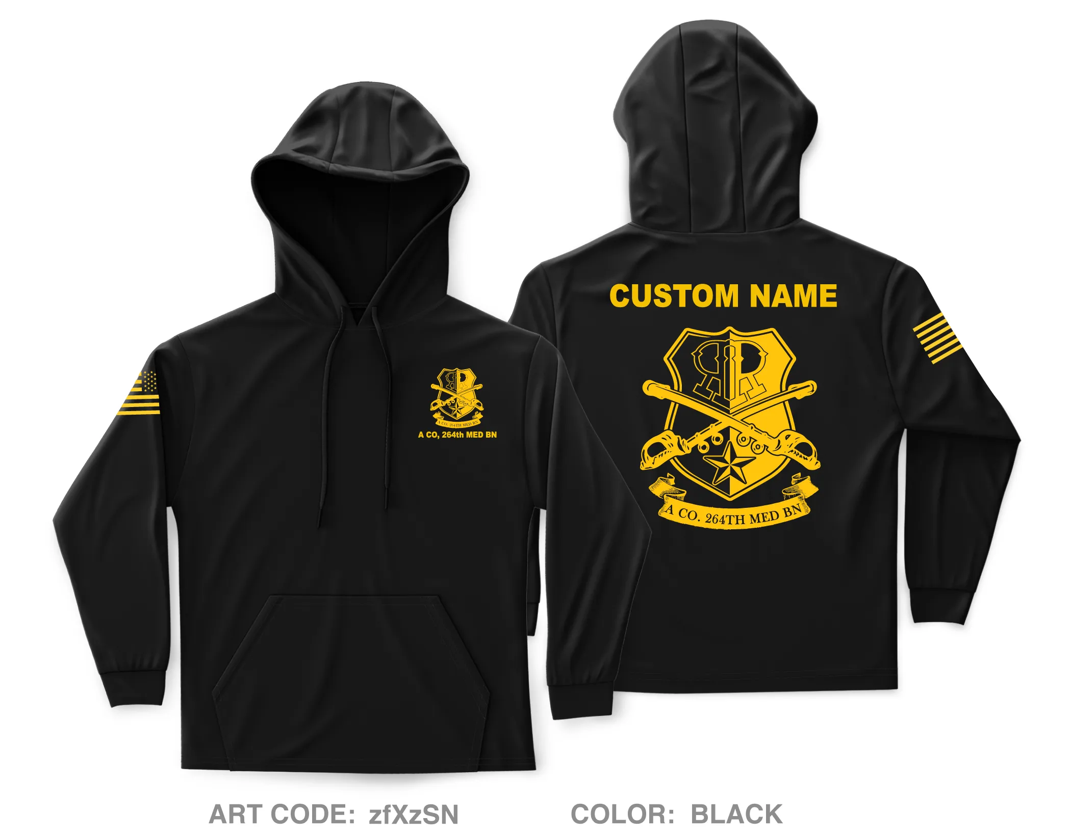 CUSTOM A CO, 264th MED BN Core Men's Hooded Performance Sweatshirt - zfXzSN