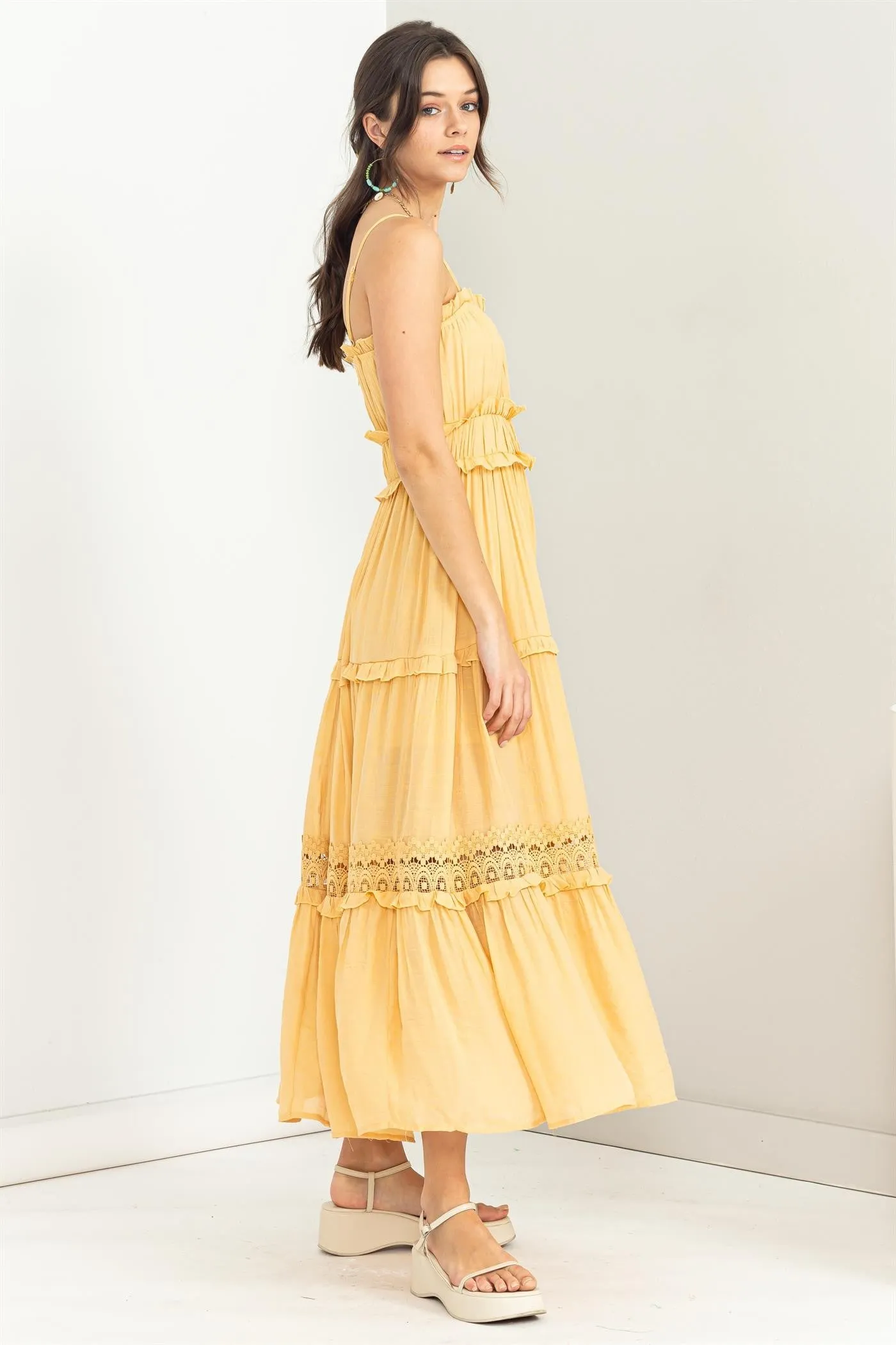 D142 RUFFLE MIDI DRESS