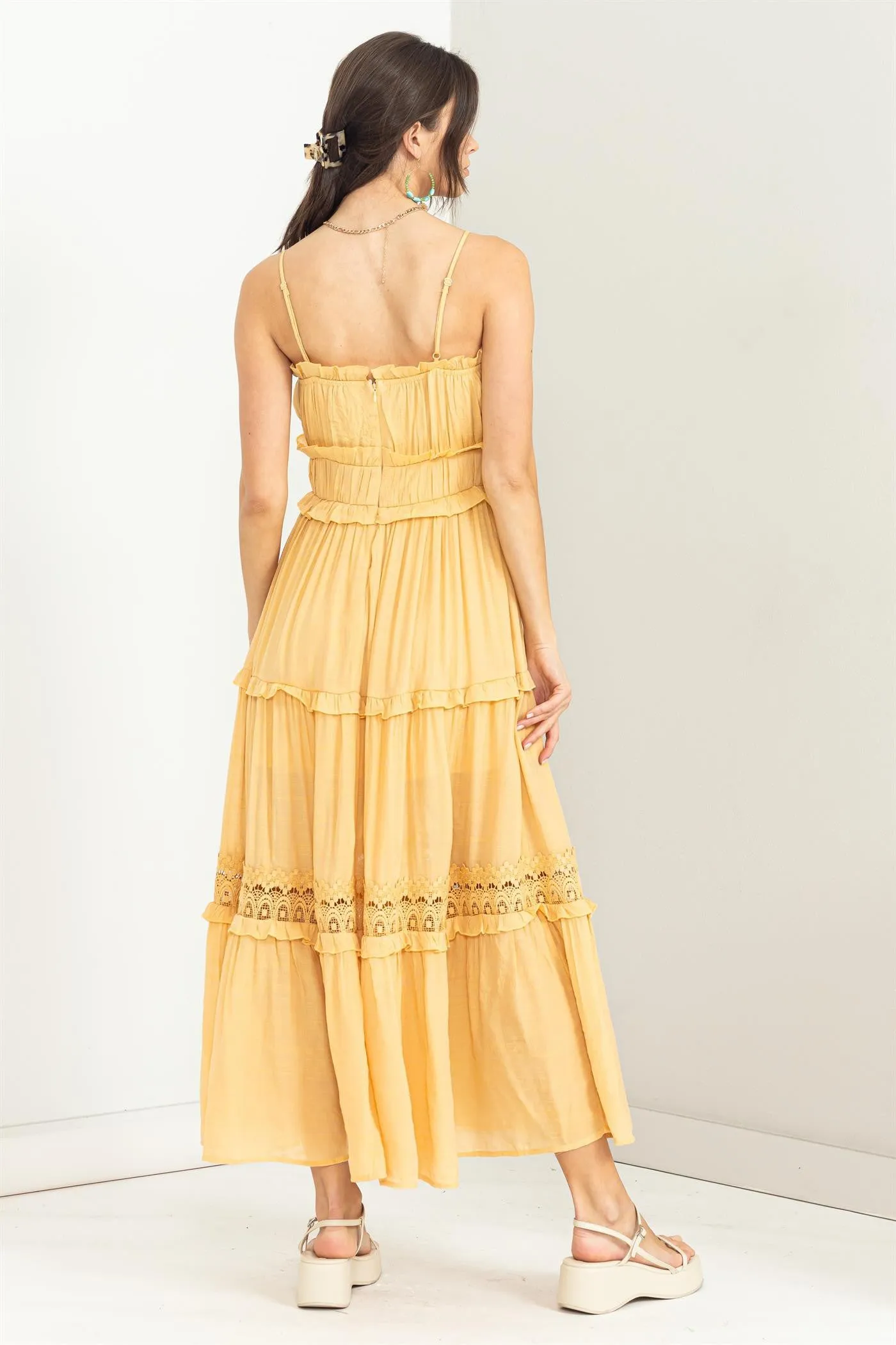 D142 RUFFLE MIDI DRESS