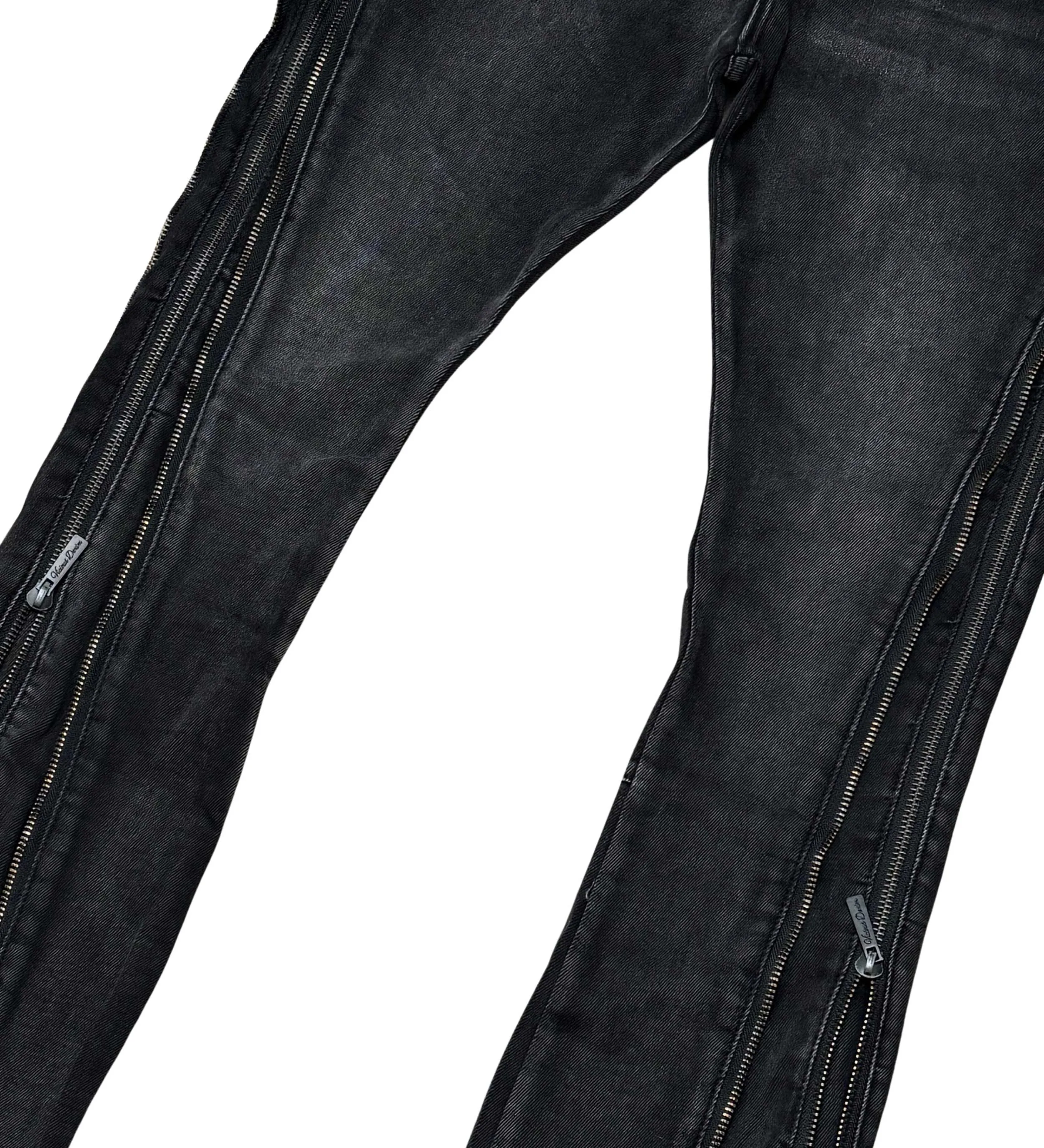Denim jeans / multi zippers / flared fit pant