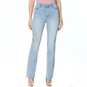 DG2 by Diane Gilman Women's Plus Size Peacock Embellished Boot Cut Jeans