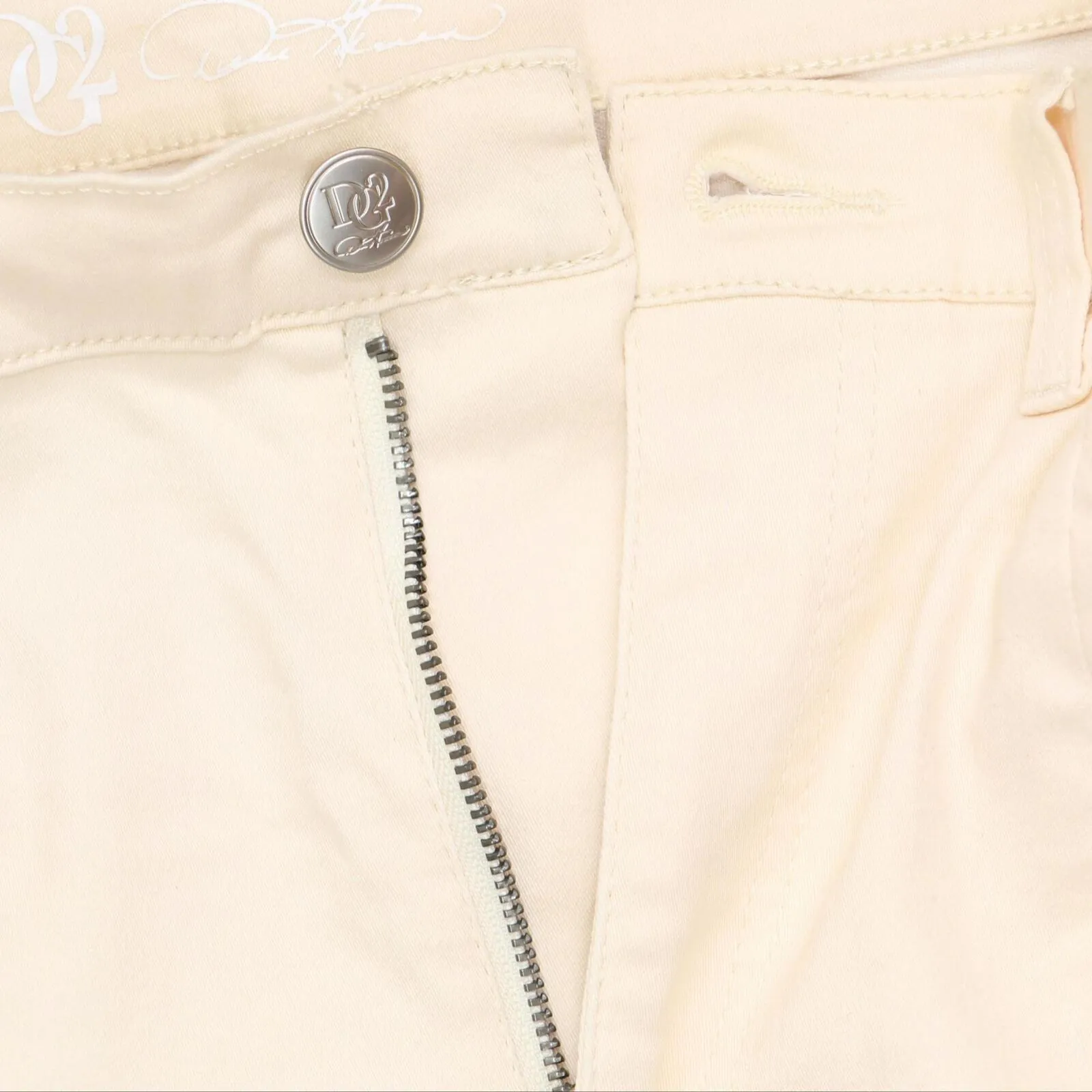 DG2 Womens Front Slit Bootcut Jeans 654743 Eggshell Off White 12
