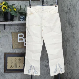 DG2 Womens Front Slit Bootcut Jeans 654743 Eggshell Off White 12