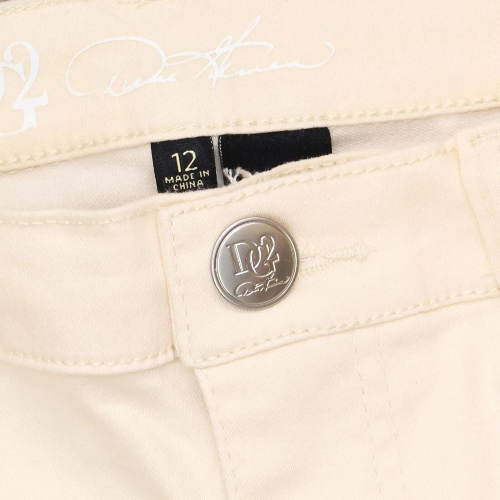 DG2 Womens Front Slit Bootcut Jeans 654743 Eggshell Off White 12