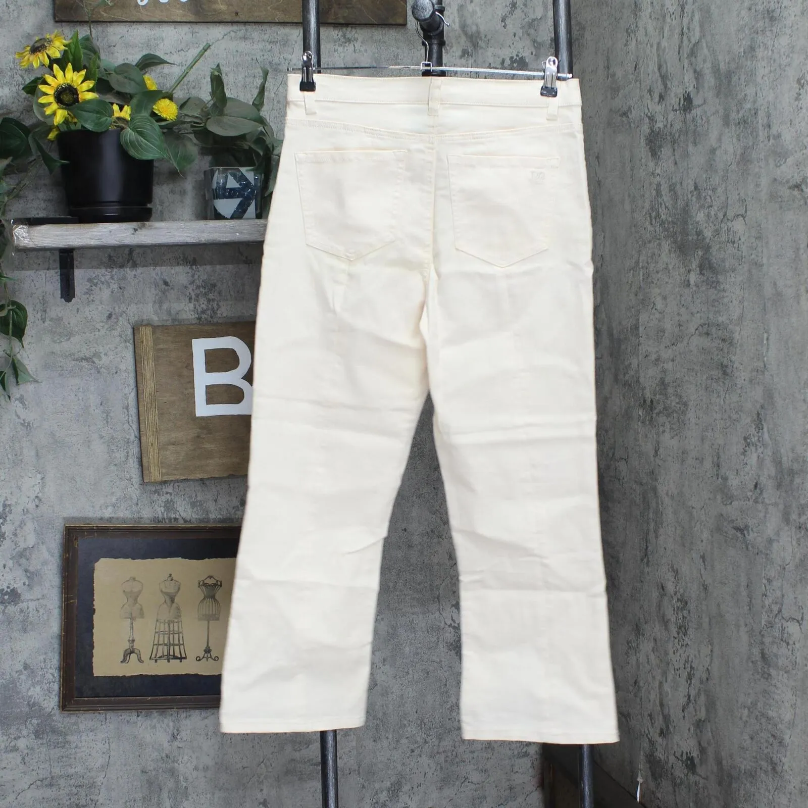 DG2 Womens Front Slit Bootcut Jeans 654743 Eggshell Off White 12
