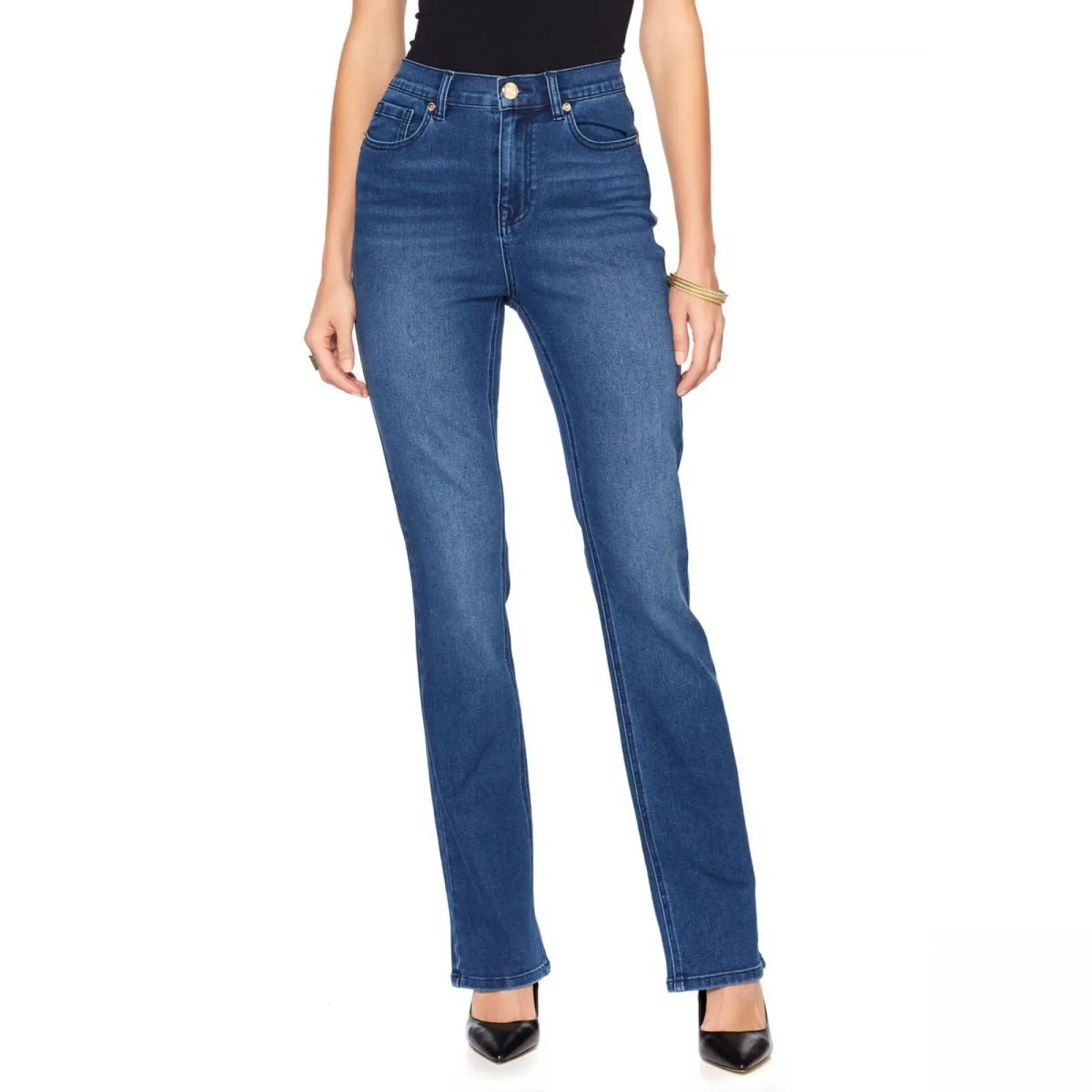 Dg2 Womens Virtual Stretch Bootcut Jeans 673490-Tall Midtone Blue 8 Tall