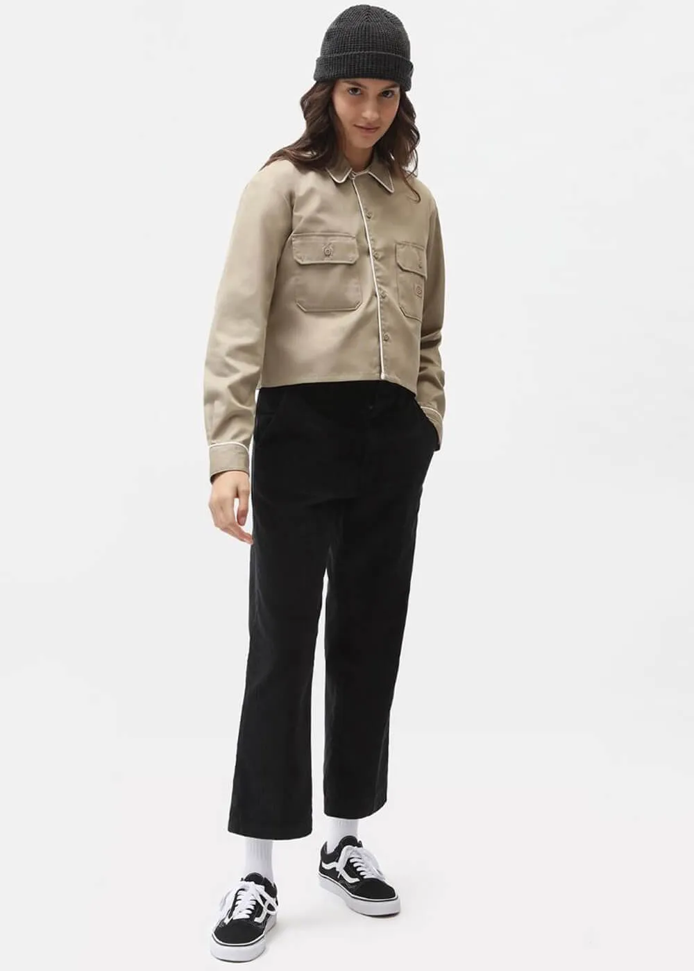 Dickies Womens 874 Crop Corduroy Trousers Black