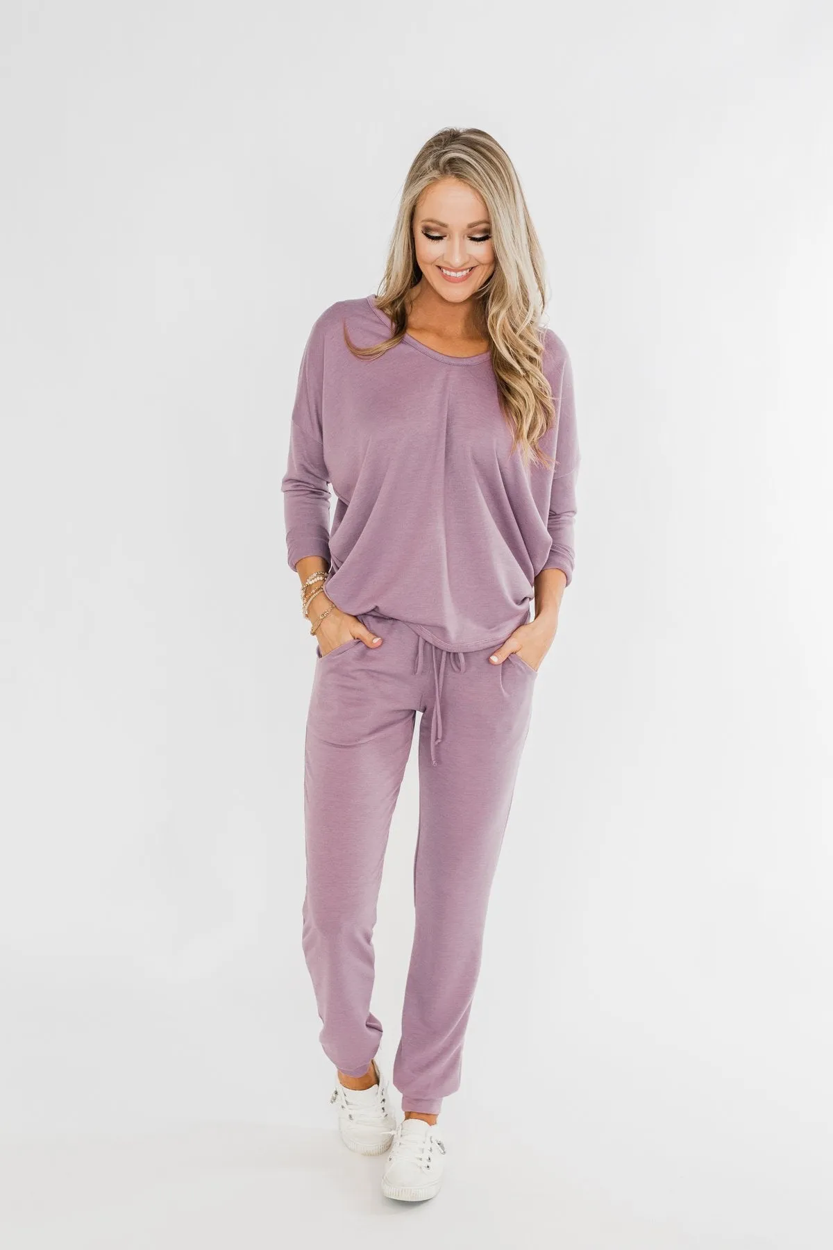 Dolman Sleeve Solid Lounge Top- Lilac