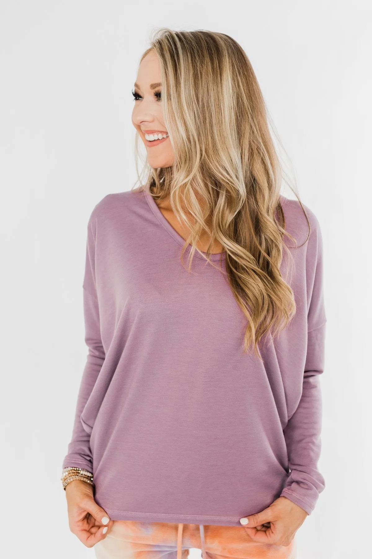 Dolman Sleeve Solid Lounge Top- Lilac