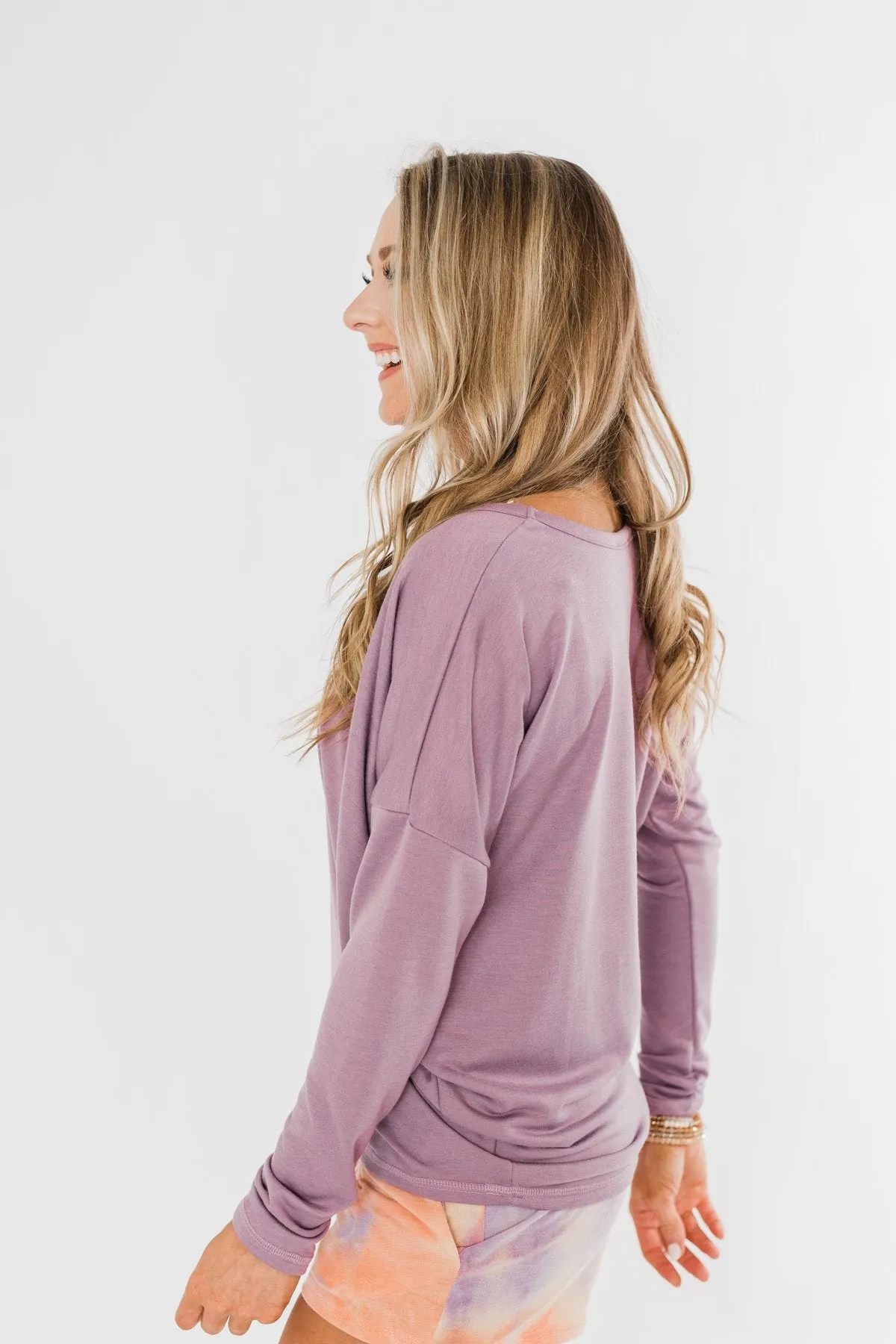 Dolman Sleeve Solid Lounge Top- Lilac