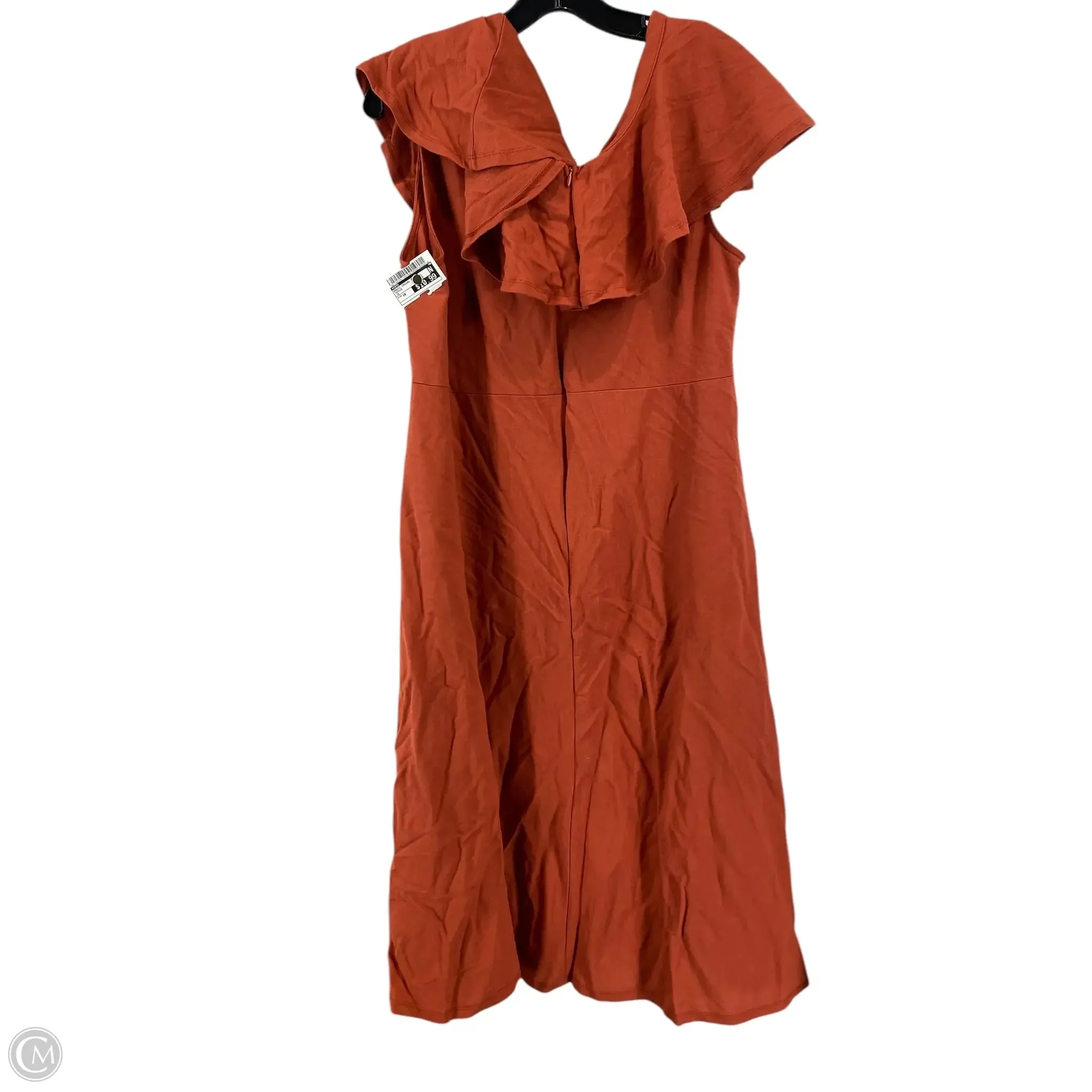 Dress Casual Midi By Cato In Orange, Size: 18