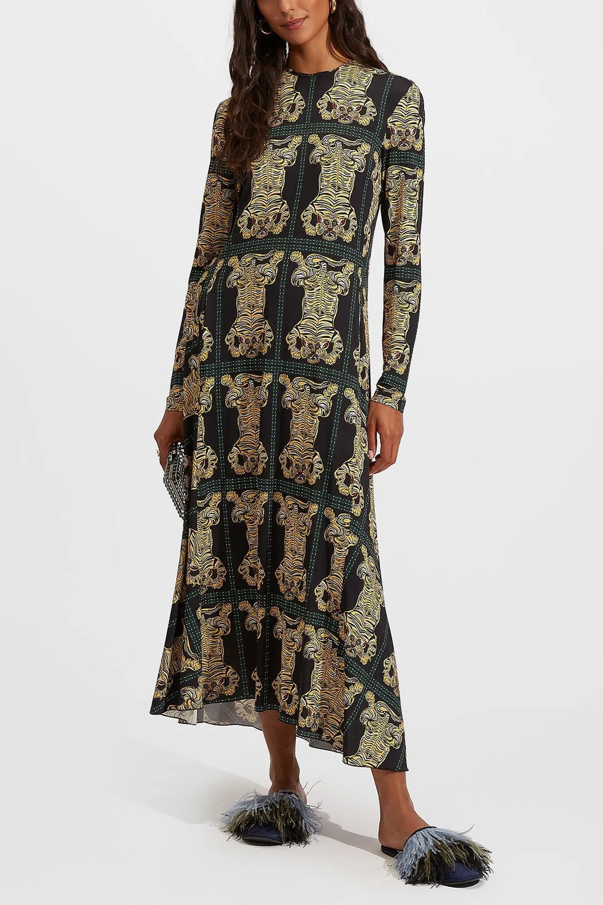 Drifter Dress in Tiger Tiles Black