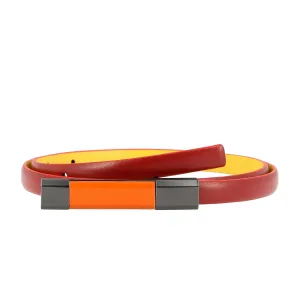 DUDU woman belt in real leather made in Italy two -tone H 12mm shortable buckle with pin
