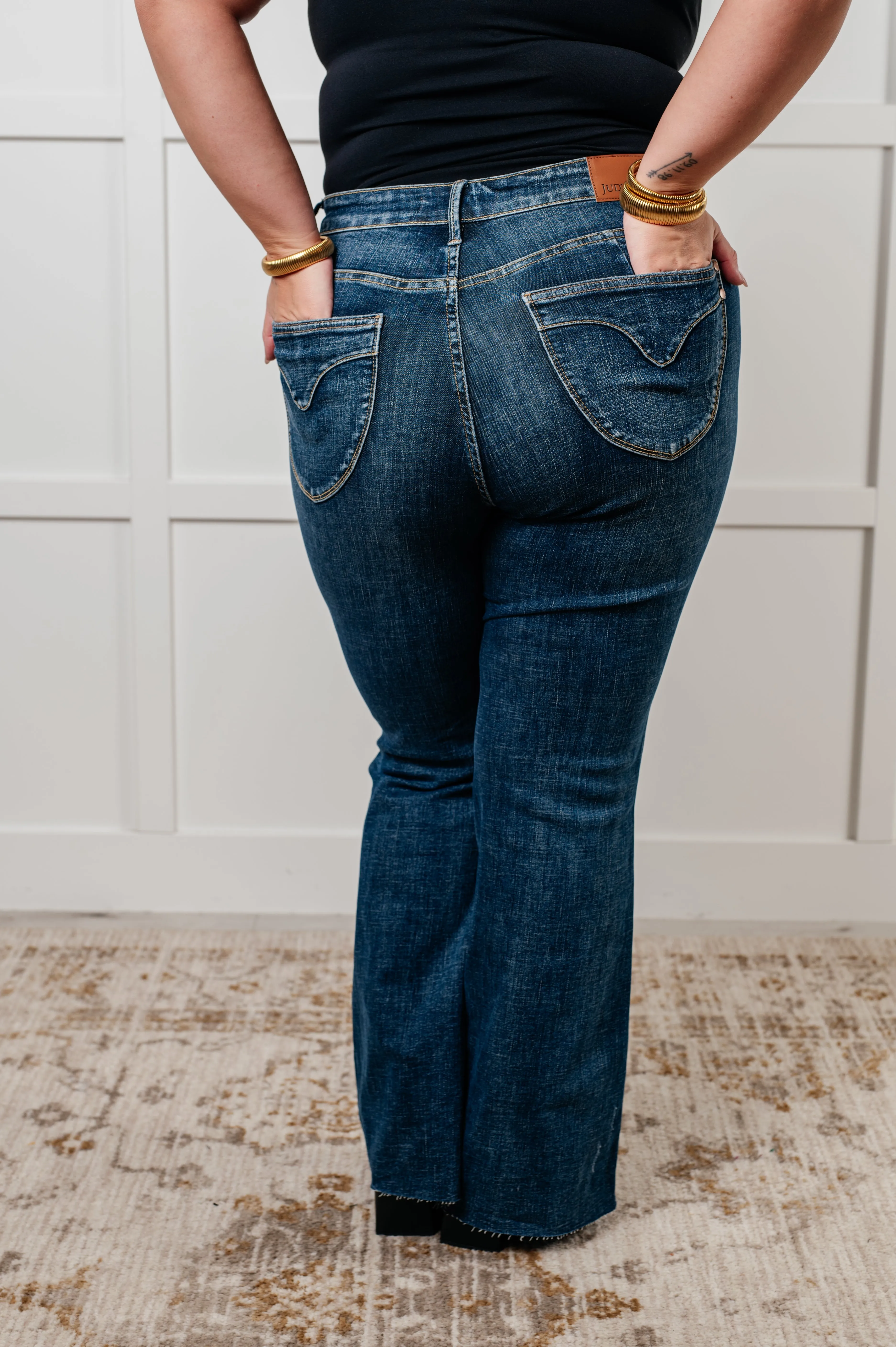 Edna High Rise Control Top Shield Pocket Flare Jeans by Judy Blue