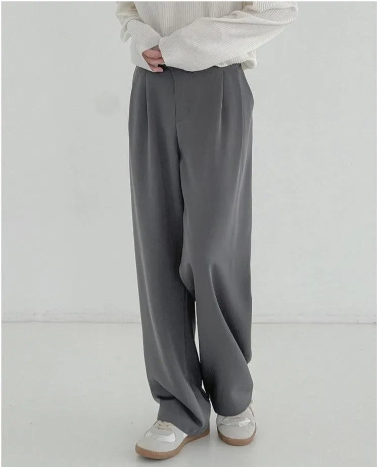 Elastic Waist High-Waisted Wide-leg Pants
