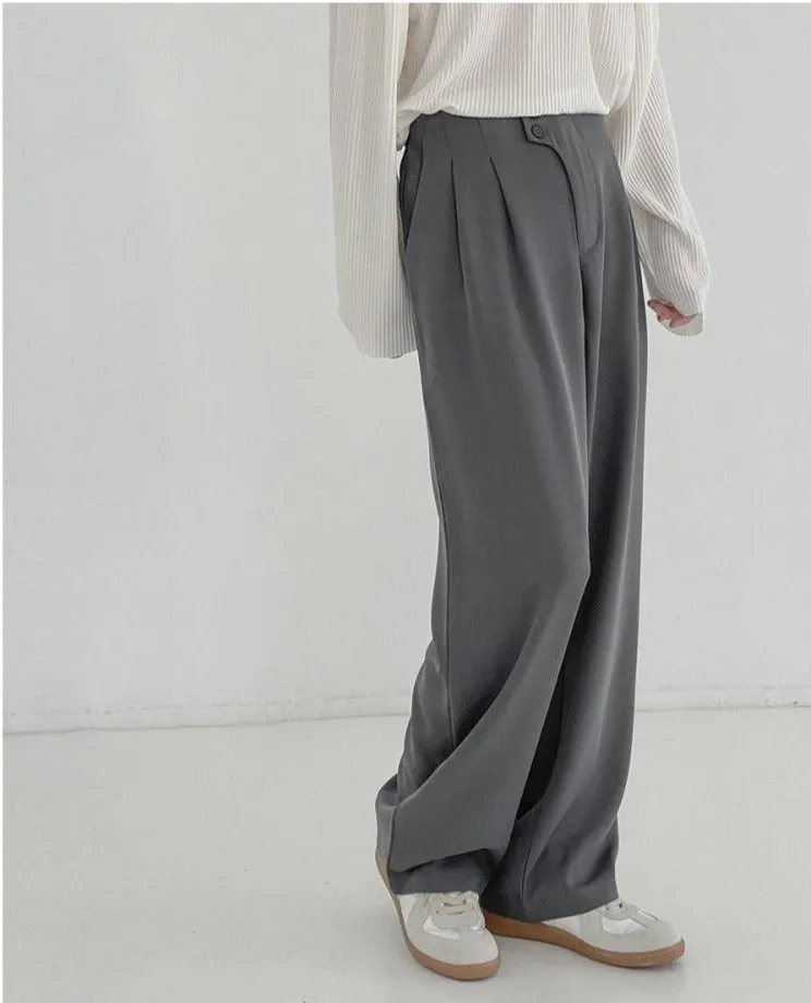 Elastic Waist High-Waisted Wide-leg Pants