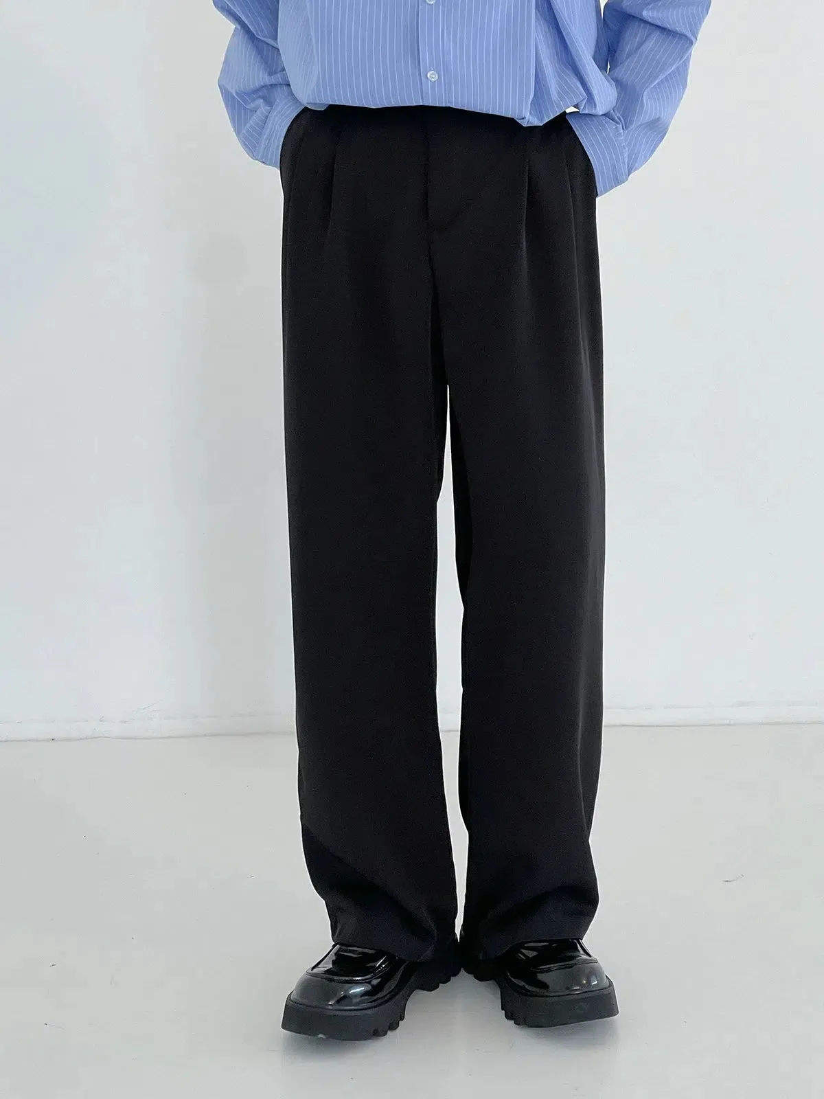 Elastic Waist High-Waisted Wide-leg Pants