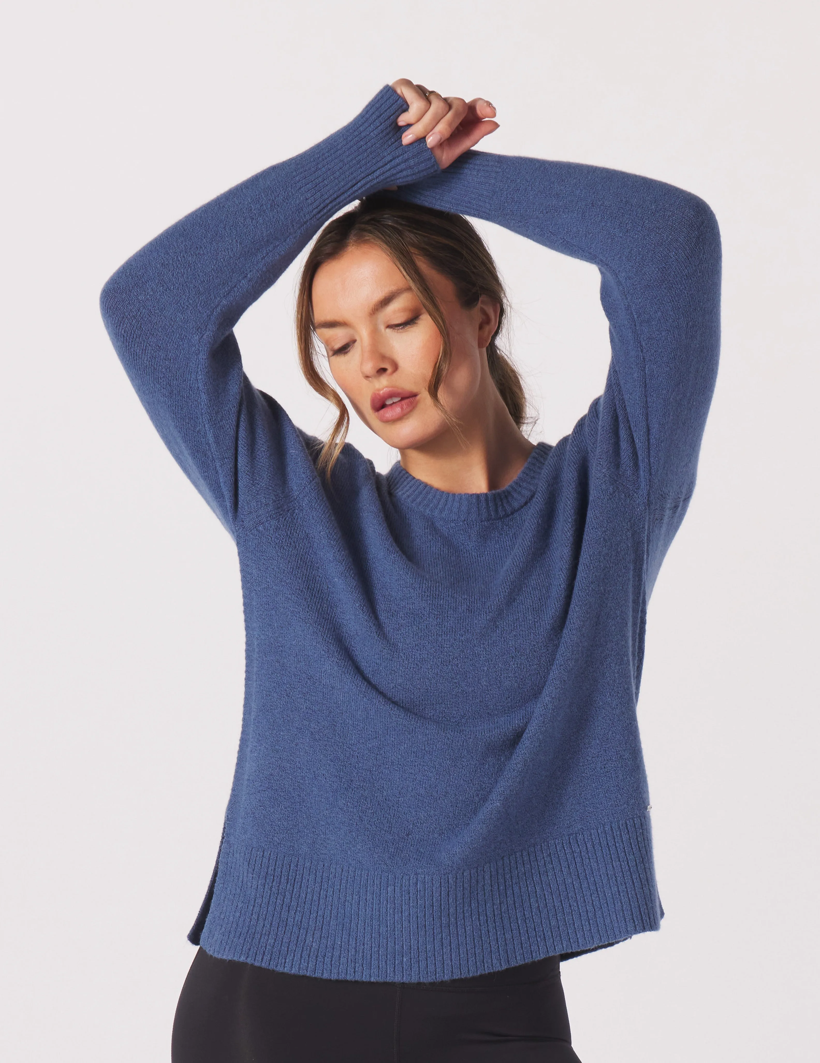Elevated Knit Crew: Washed Blue