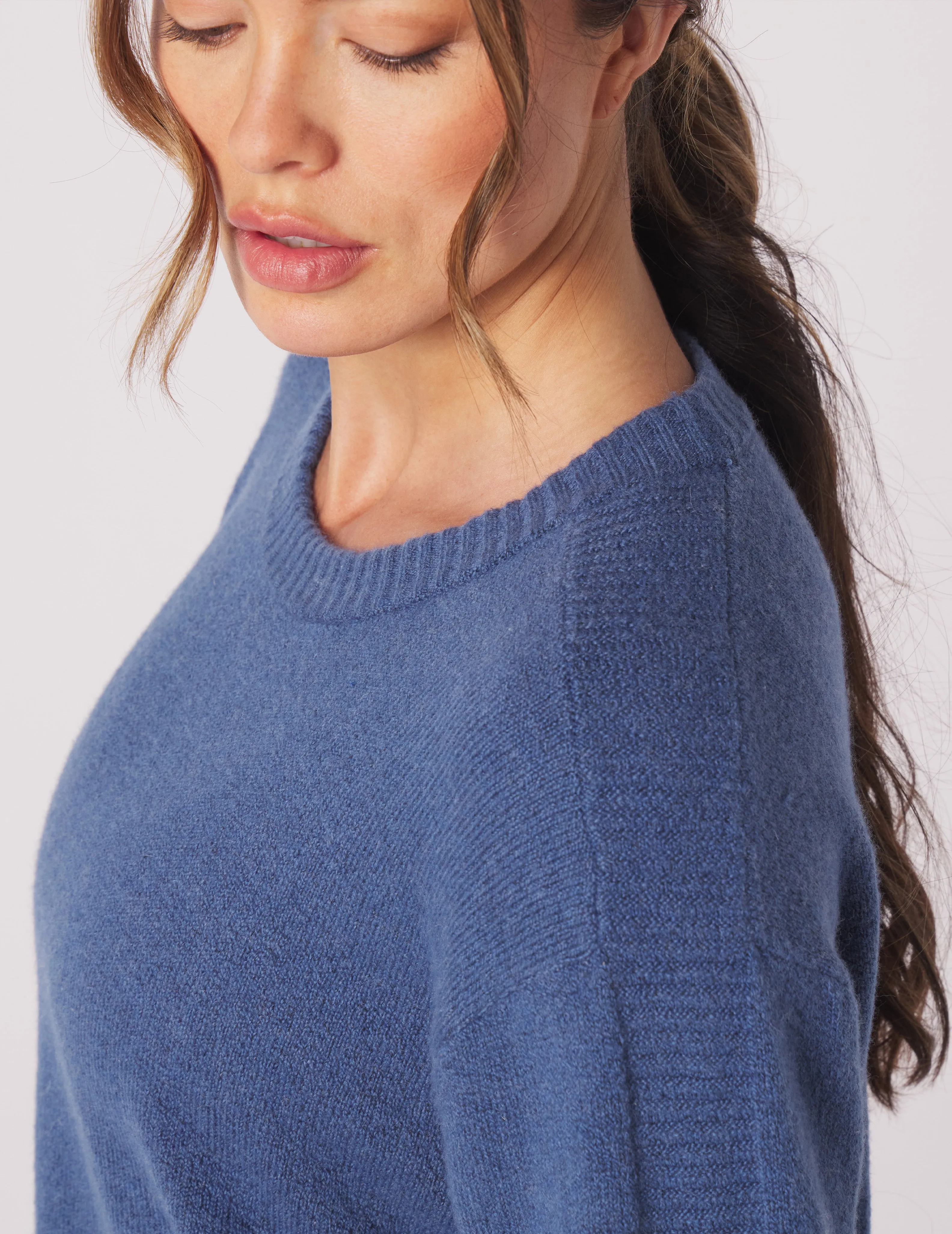 Elevated Knit Crew: Washed Blue