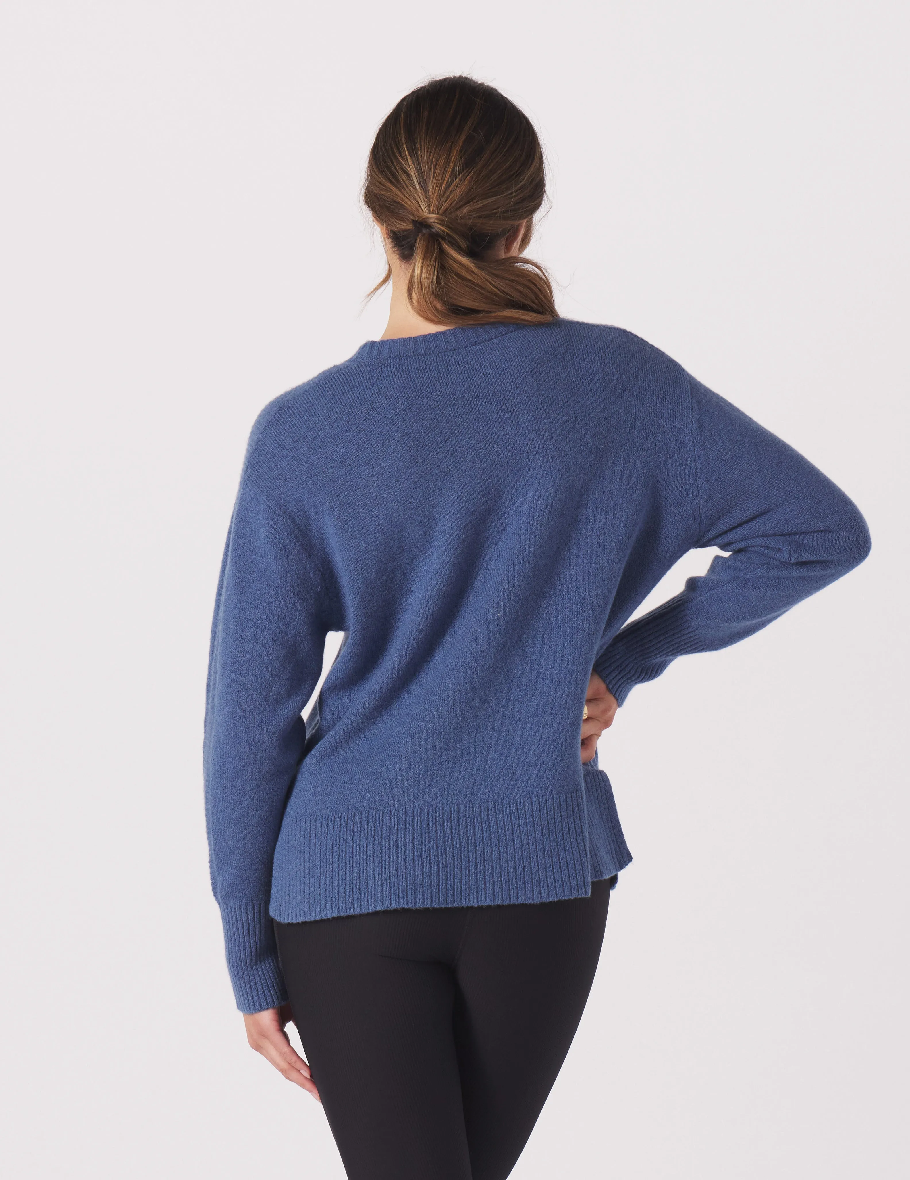 Elevated Knit Crew: Washed Blue