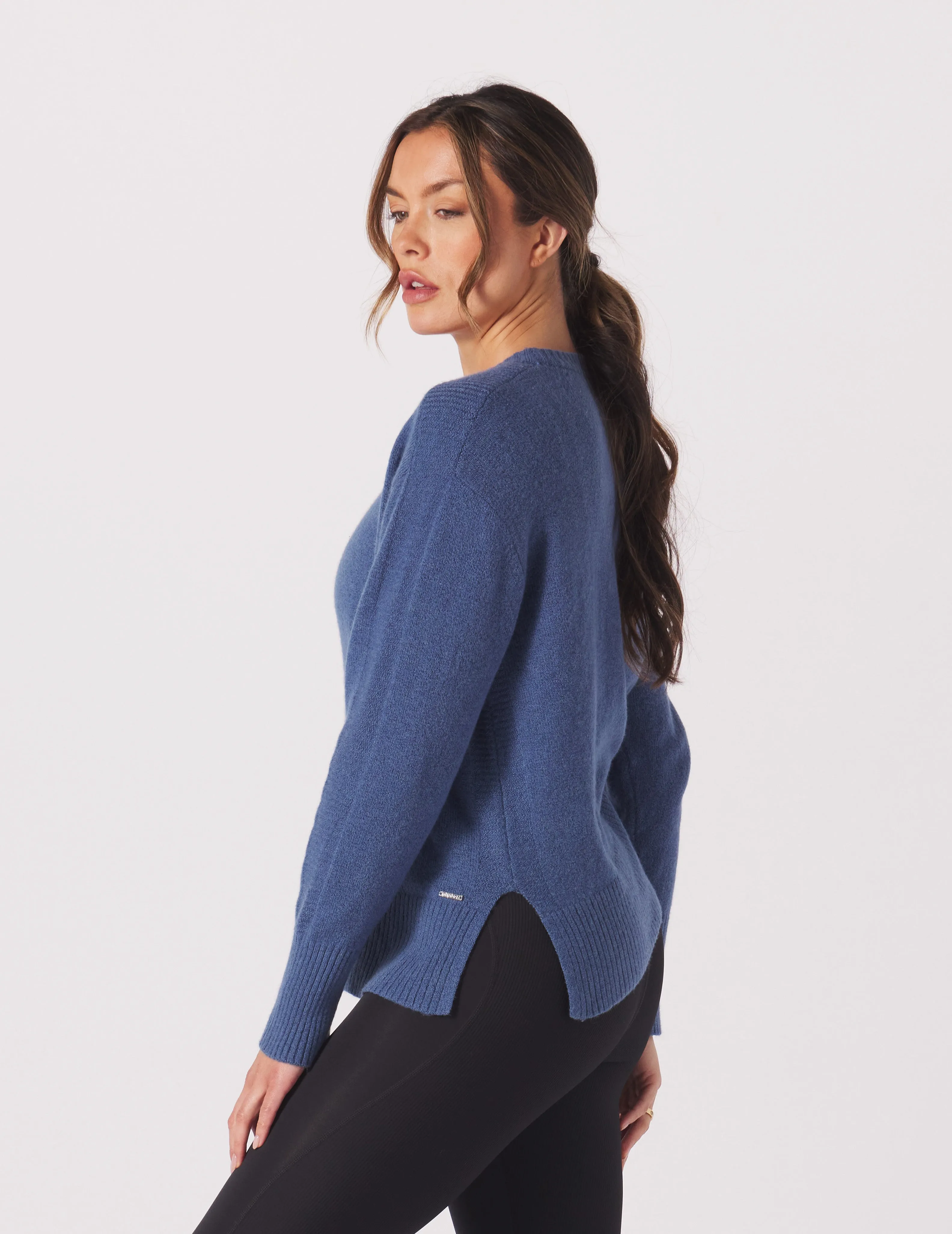 Elevated Knit Crew: Washed Blue