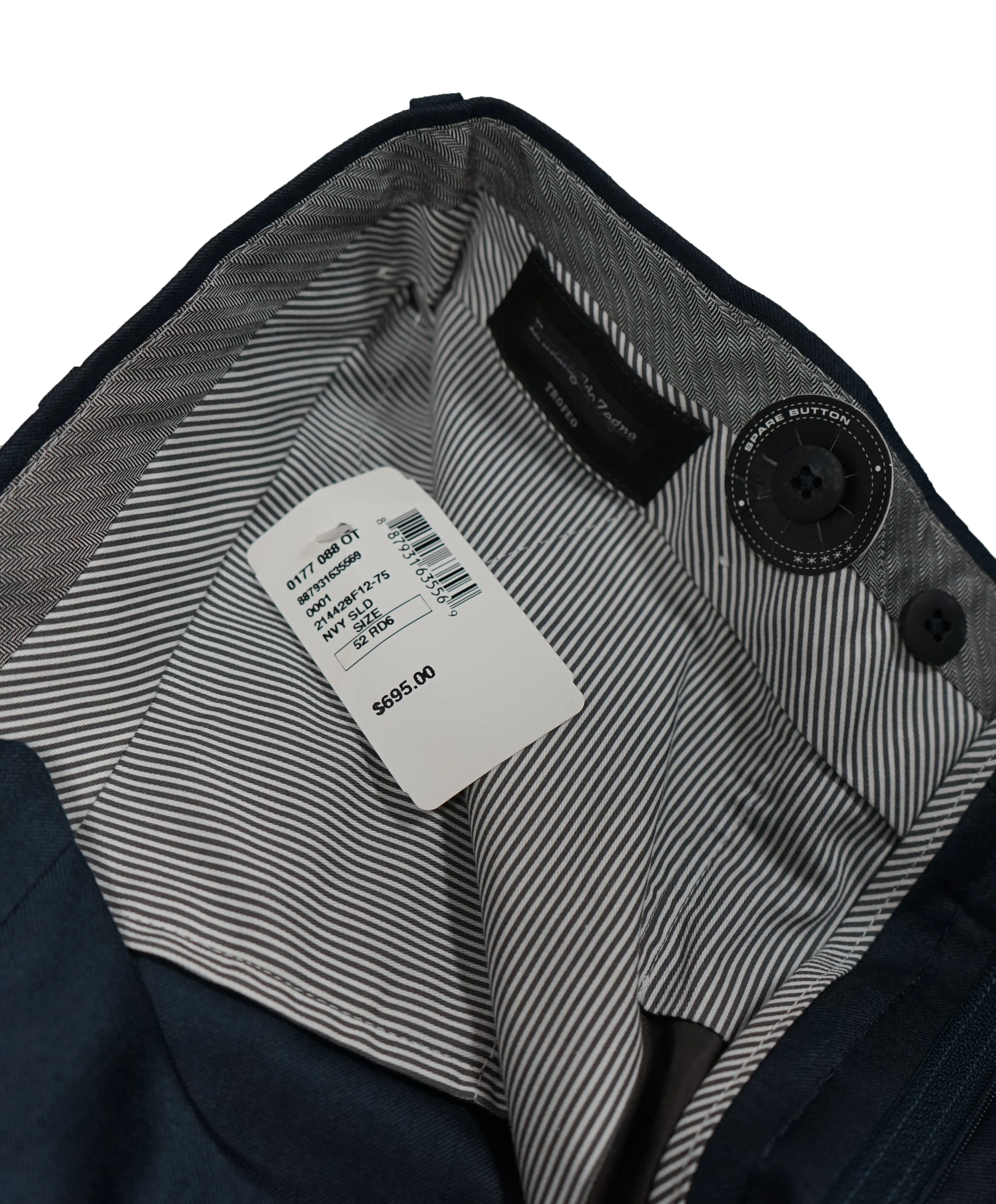 ERMENEGILDO ZEGNA - Teal Blue “TROFEO" Flat Front Wool Trousers  - 36W