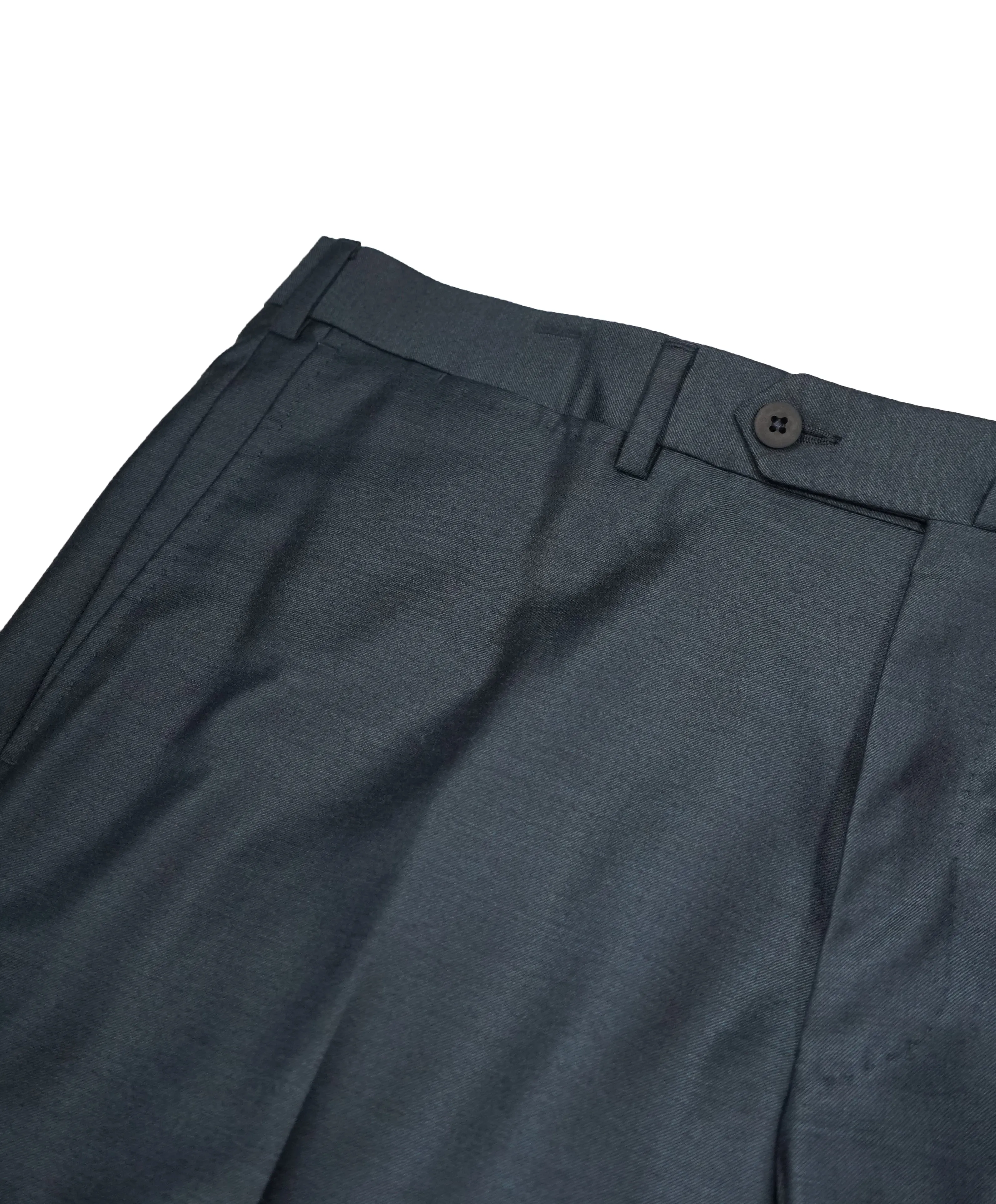 ERMENEGILDO ZEGNA - Teal Blue “TROFEO" Flat Front Wool Trousers  - 36W