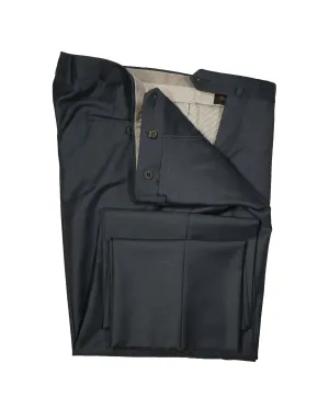 ERMENEGILDO ZEGNA - Teal Blue “TROFEO" Flat Front Wool Trousers  - 36W