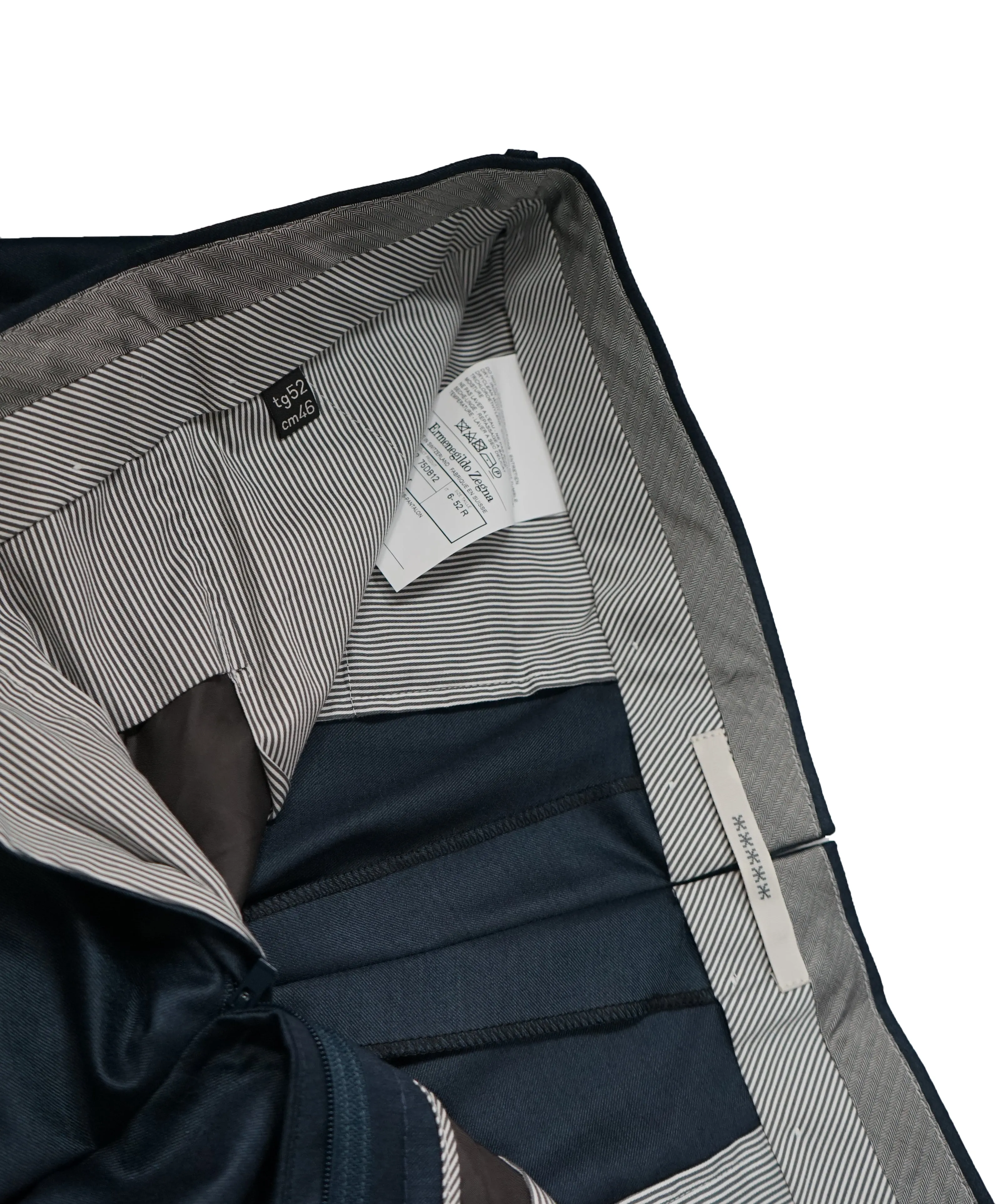 ERMENEGILDO ZEGNA - Teal Blue “TROFEO" Flat Front Wool Trousers  - 36W