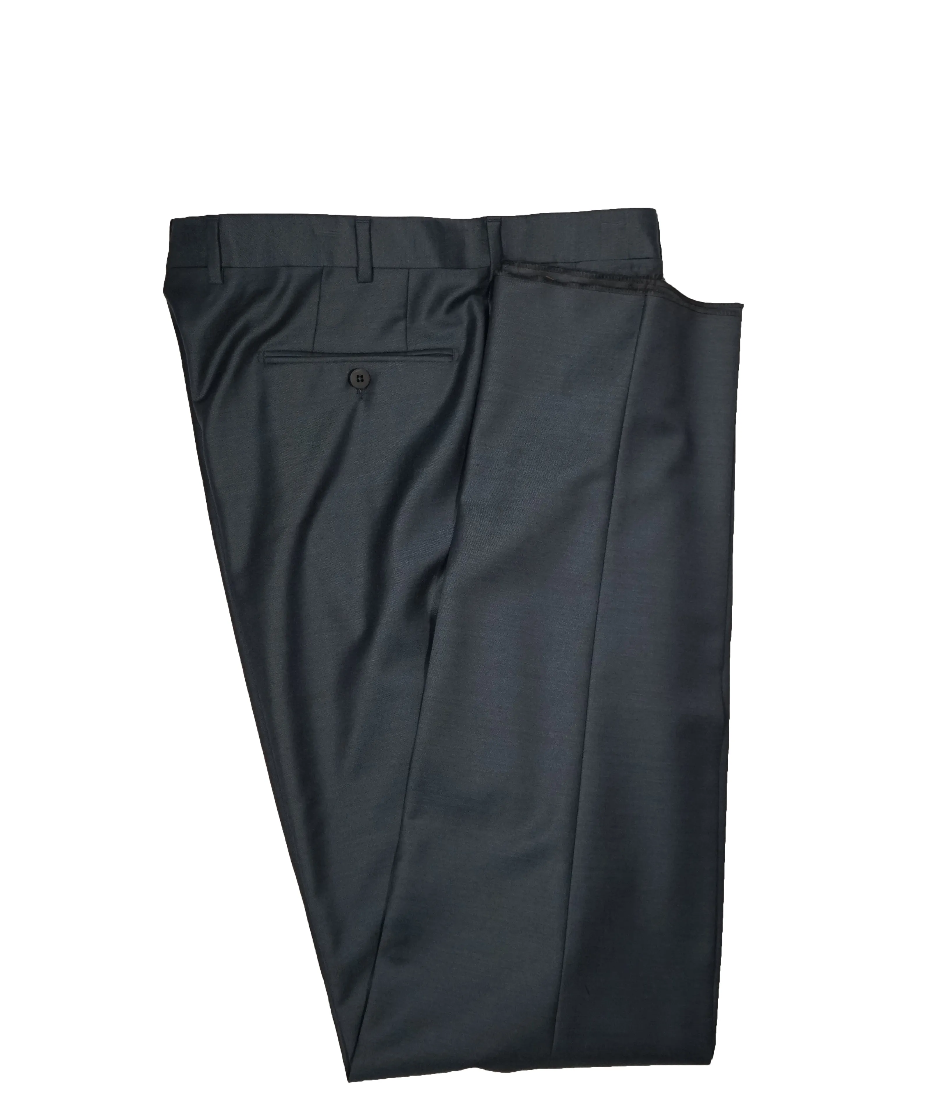 ERMENEGILDO ZEGNA - Teal Blue “TROFEO" Flat Front Wool Trousers  - 36W
