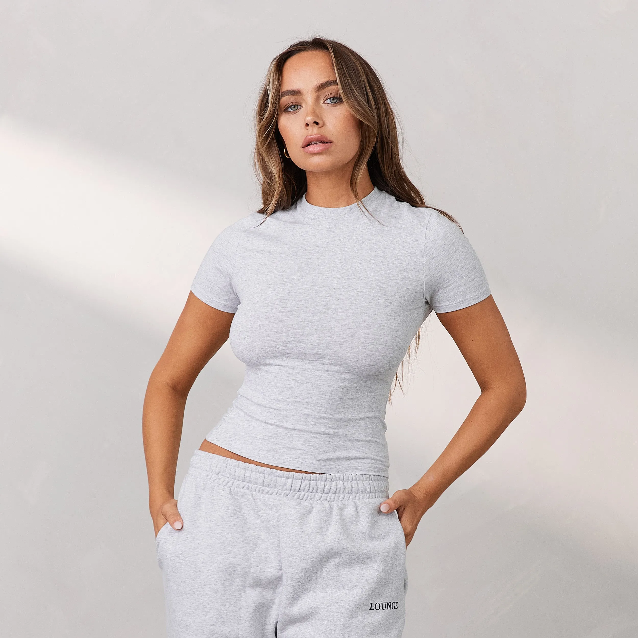 Essential T-Shirt Ajusté à Manches Courtes - Gris Givré